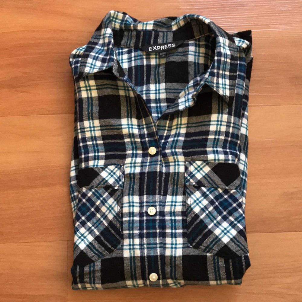 Express Plaid Button Down Flannel. Size Small